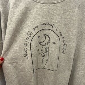 Gray Graphic Sweatshirt with Moon Design